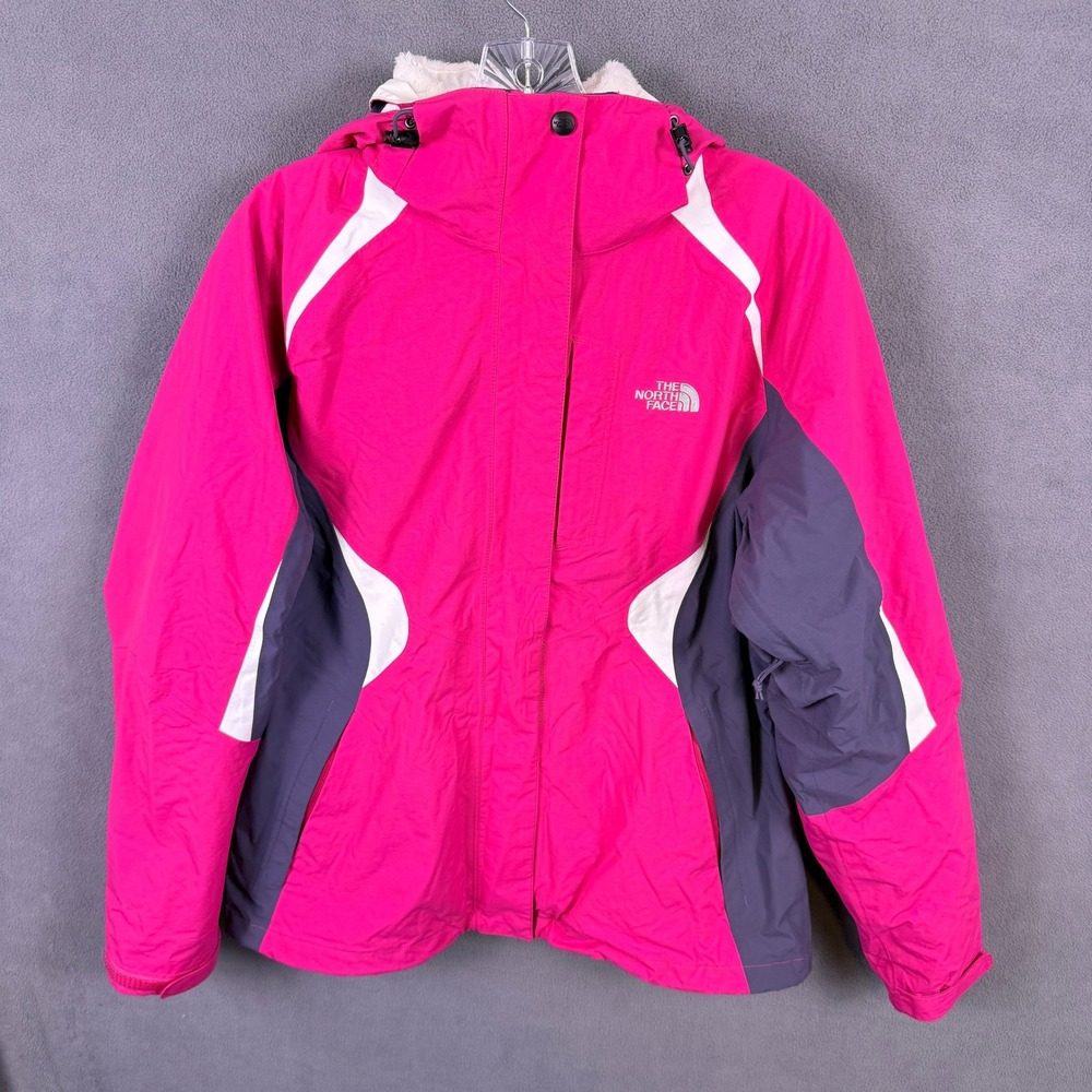 VTG The North Face HyVent Ski Jacket Womens Medium Pink Hooded Fleece Lined Coat